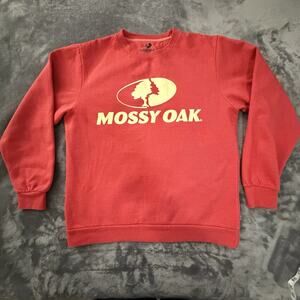 Mossy Oak Fleece Sweatshirt Red Crew Neck Pullover Long Sleeve Men's Size M